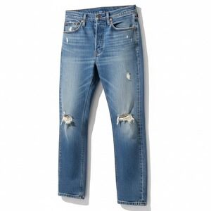 Levis 501 S Skinny Distressed Blue Denim Jeans W26‎ L28 Womens Button Fly Red
